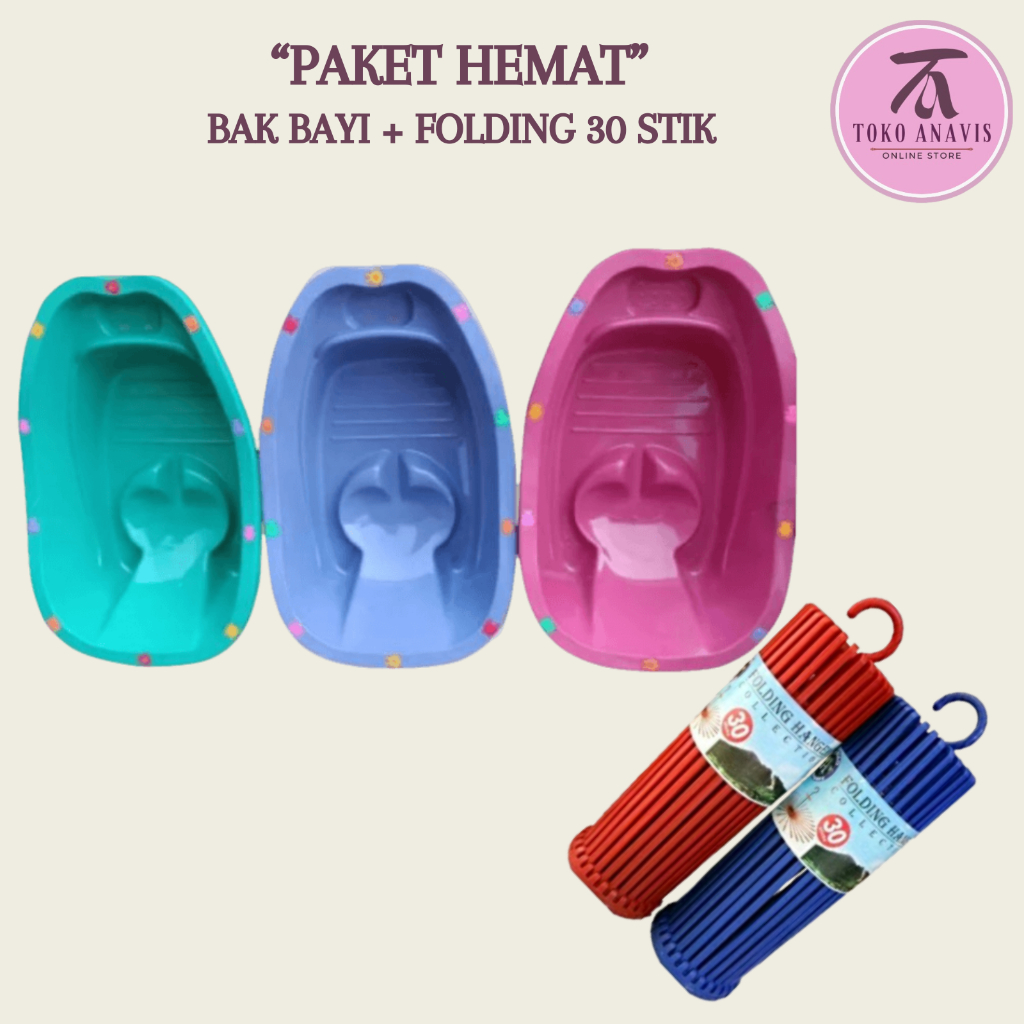 bak mandi bayi set bak mandi bayi baru lahir + jemuran baju bayi 30 stick