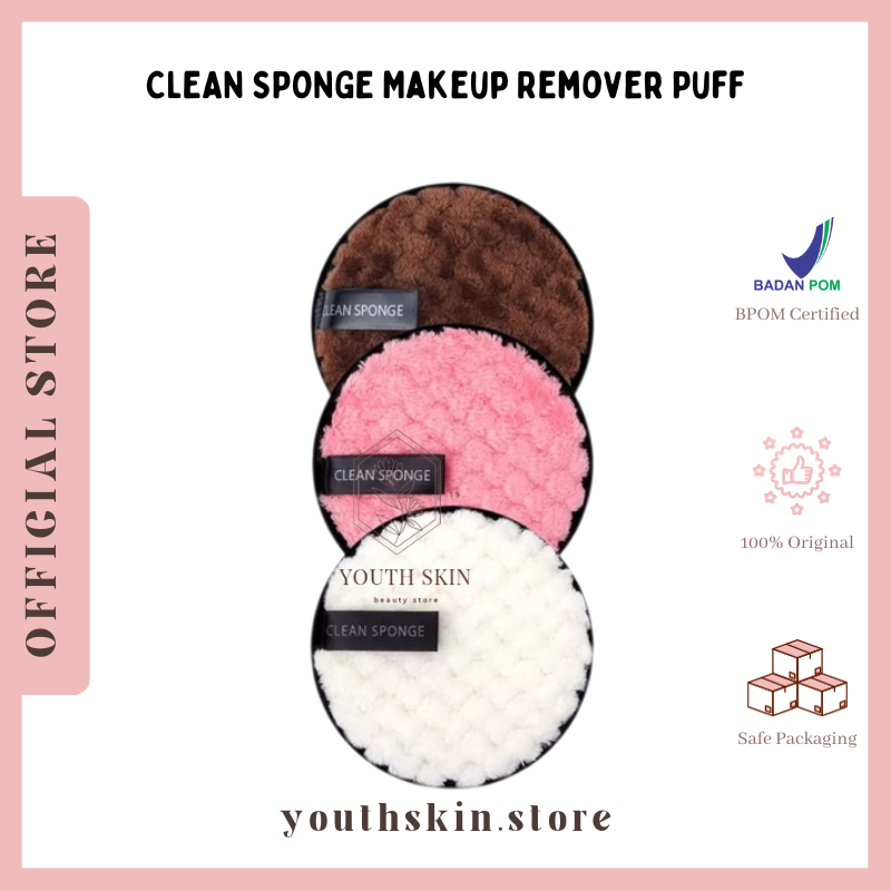 CLEAN SPONGE Makeup Remover Puff / Cleansing Puff Remover makeup Cotton / Makeup Removal Pad / Spons