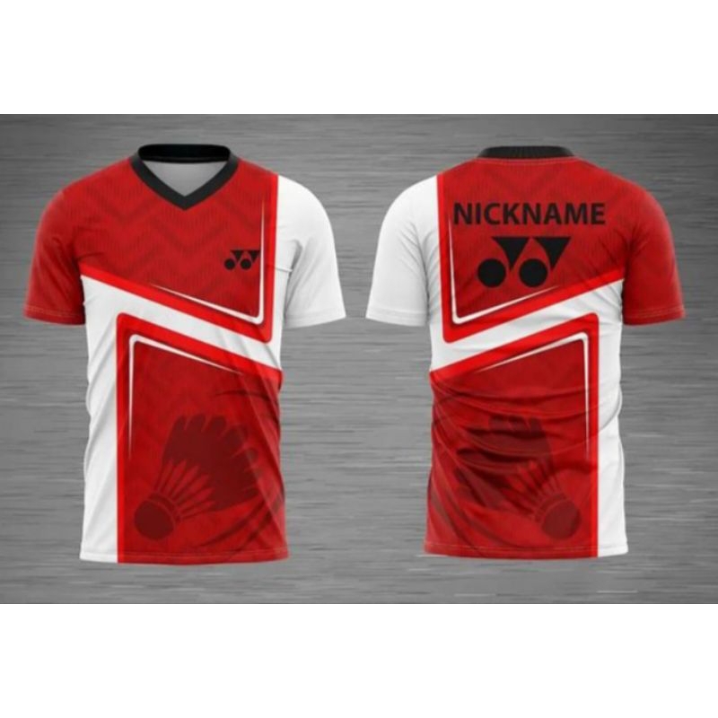 Jersey Badminton Jersey Bola Jersey Futsal Merah Putih Full printing