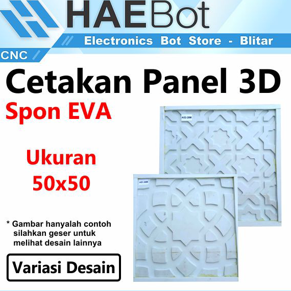 HEMAT PROMO✅ [HAEBOT] Cetakan Panel Motif Dinding 3D Ukuran 50x50 Spon Eva Model 5 50cm Spons Wallpanel Kotak Gypsum Semen Pola Geometris CNC