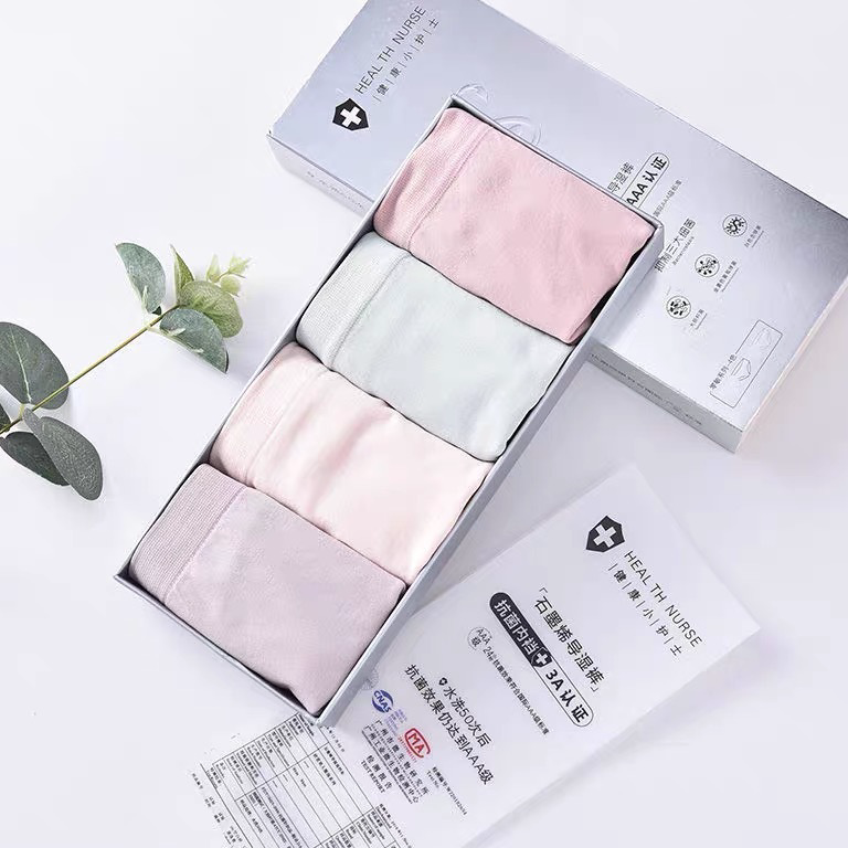 TERBAIK [Set Kotak 4pcs] Celana dalam antibakteri graphene wanita Pakaian Dalam CD Seamless