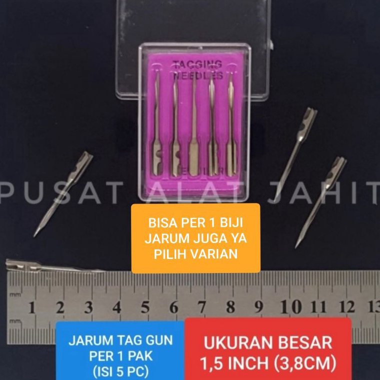 

✨ JARUM REFILL TAG GUN TAGGUN TEMBAK TEMBAKAN LONG TAGGING NEEDLE LABEL HANGTAG LAUNDRY HARGA SIZE UKURAN PANJANG 1,5 INCH 3,8 CM PER 1 PAK DAN ECER PER 1 BIJI