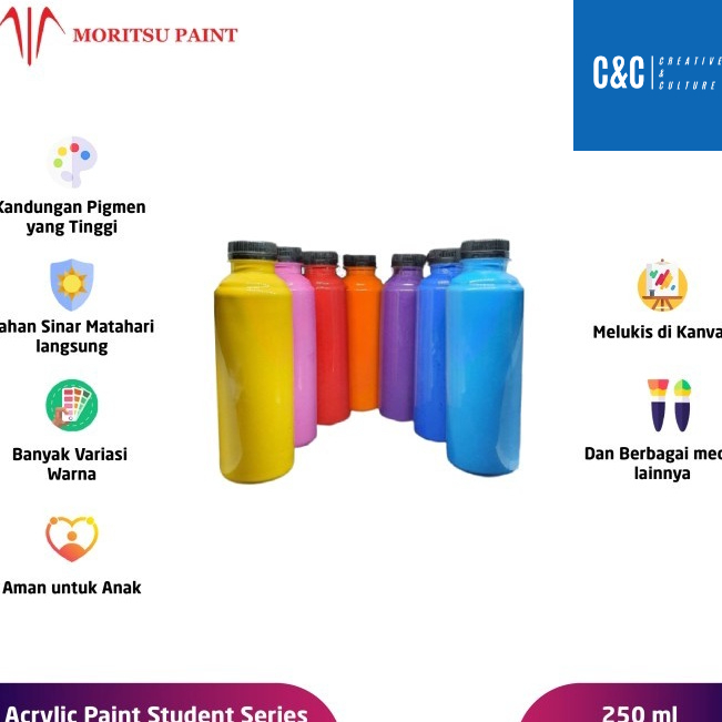 

Seller Cat Akrilik Moritsu 250ml Edisi Pelajar (Lebih ekonomis dan lebih banyak warna) - Moritsu Acrylic Paint 250ml Student Edition