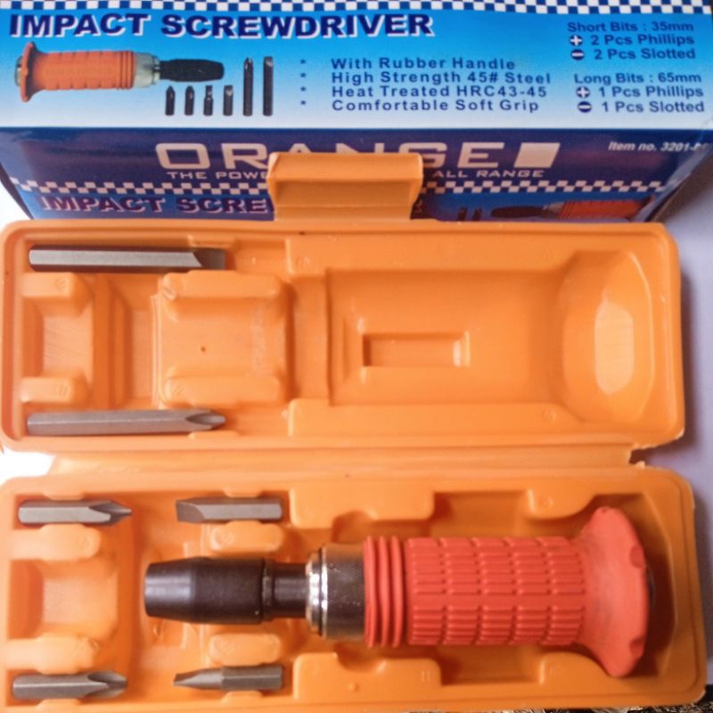 OBENG KETOK SET 6 PCS ORANGE - IMPACT SCREWDRIVER 2800 / Orange Impact Driver / Obeng Ketok / Obeng 