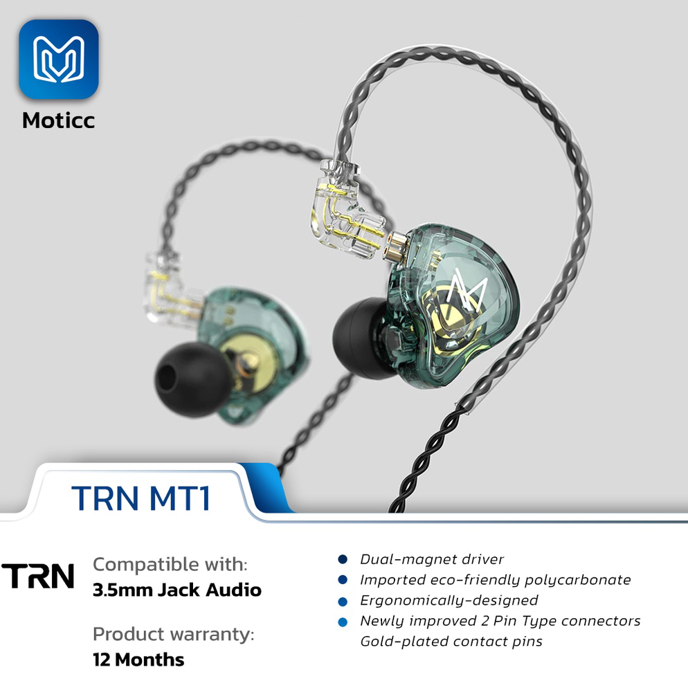 Langsung Atc.. [GARANSI 1 TAHUN] TRN MT1 DYUAMIC WITH MIC EARPHONE SINGLE “DYUAMIC” DRIVER HIFI ALTE