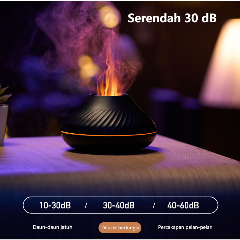 Pewangi udara pembuat uap berapi berukuran kecil, lampu suasana api simulasi berwarna-warni, pengharum udara, dan dapat diisi ulang melalui USB.