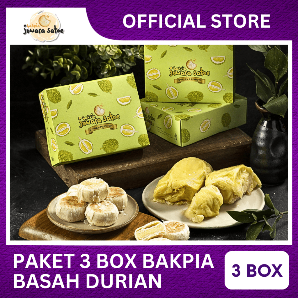

[ 3 BOX ] PAKET BAKPIA BASAH DURIAN - JUWARA SATOE
