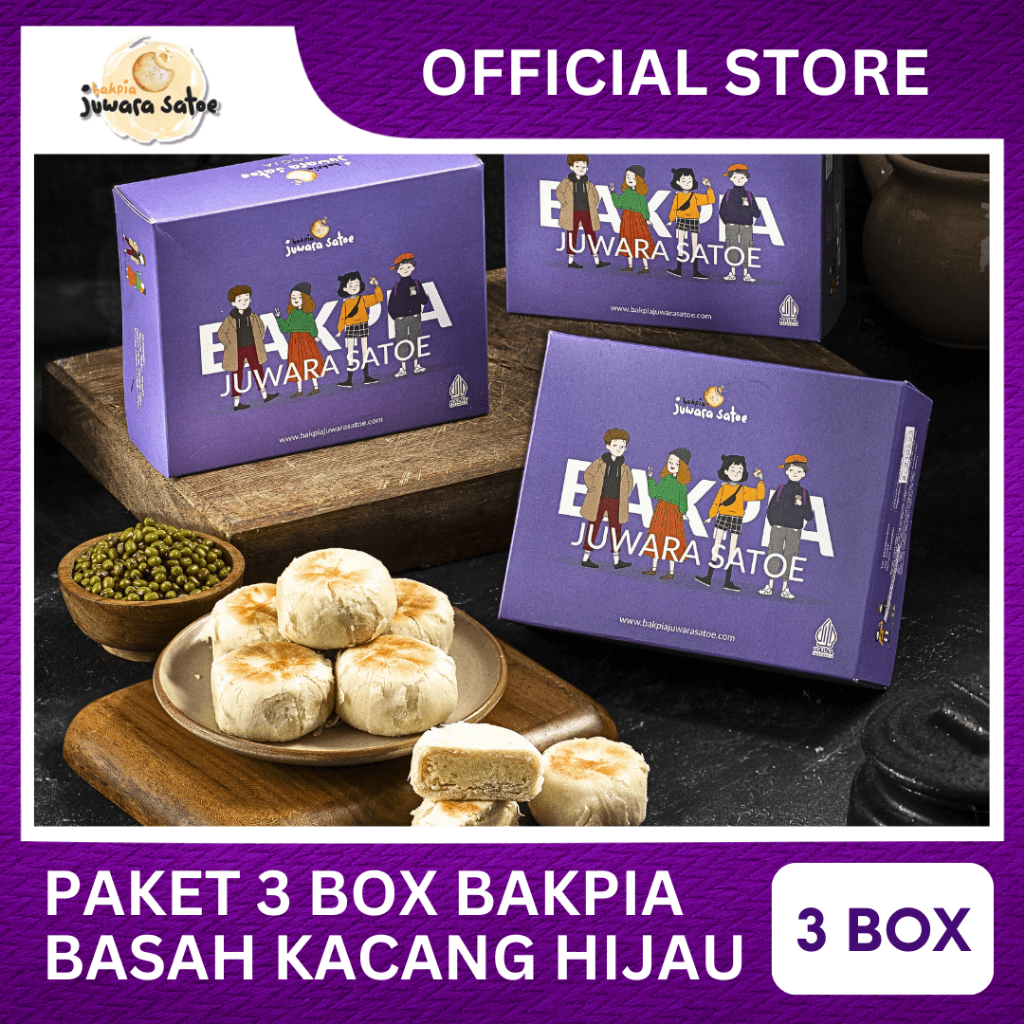 

[ 3 BOX ] PAKET BAKPIA BASAH KACANG HIJAU - BAKPIA JUWARA SATOE