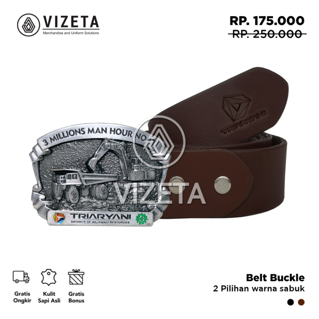 Sabuk Tambang Triaryani Ikat Pinggang Pria Gesper Casual Bahan Kulit Asli Aksesories Cowok by Vizeta