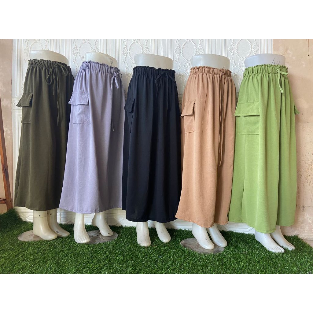 rok cargo bahan crinkle airflow / rok cargo wanita crinkle airflow