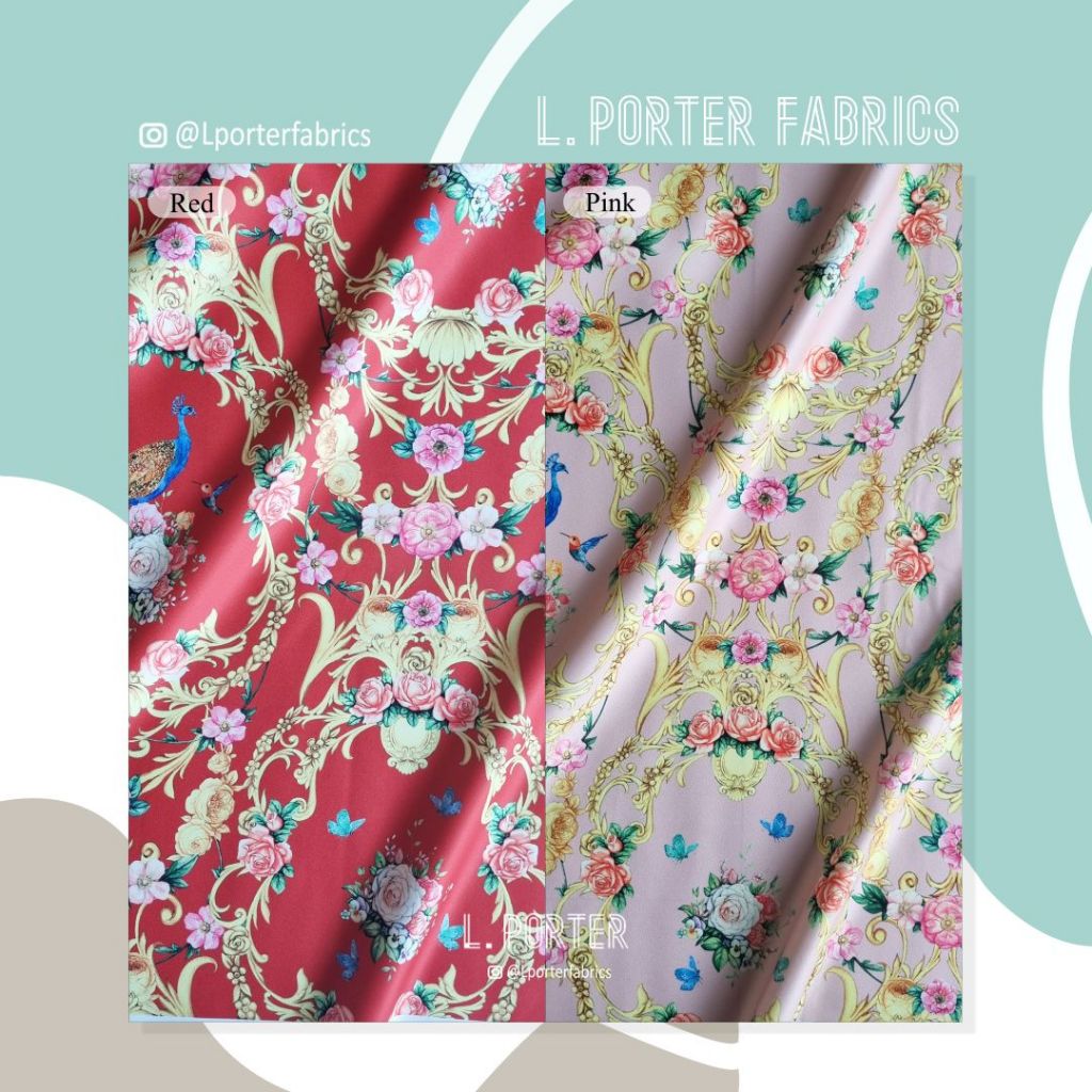 Kain Cheongsam Kain Sangjit L. Porter Fabrics Satin Duches  Motif Royal Beijing Satin Duches Print K