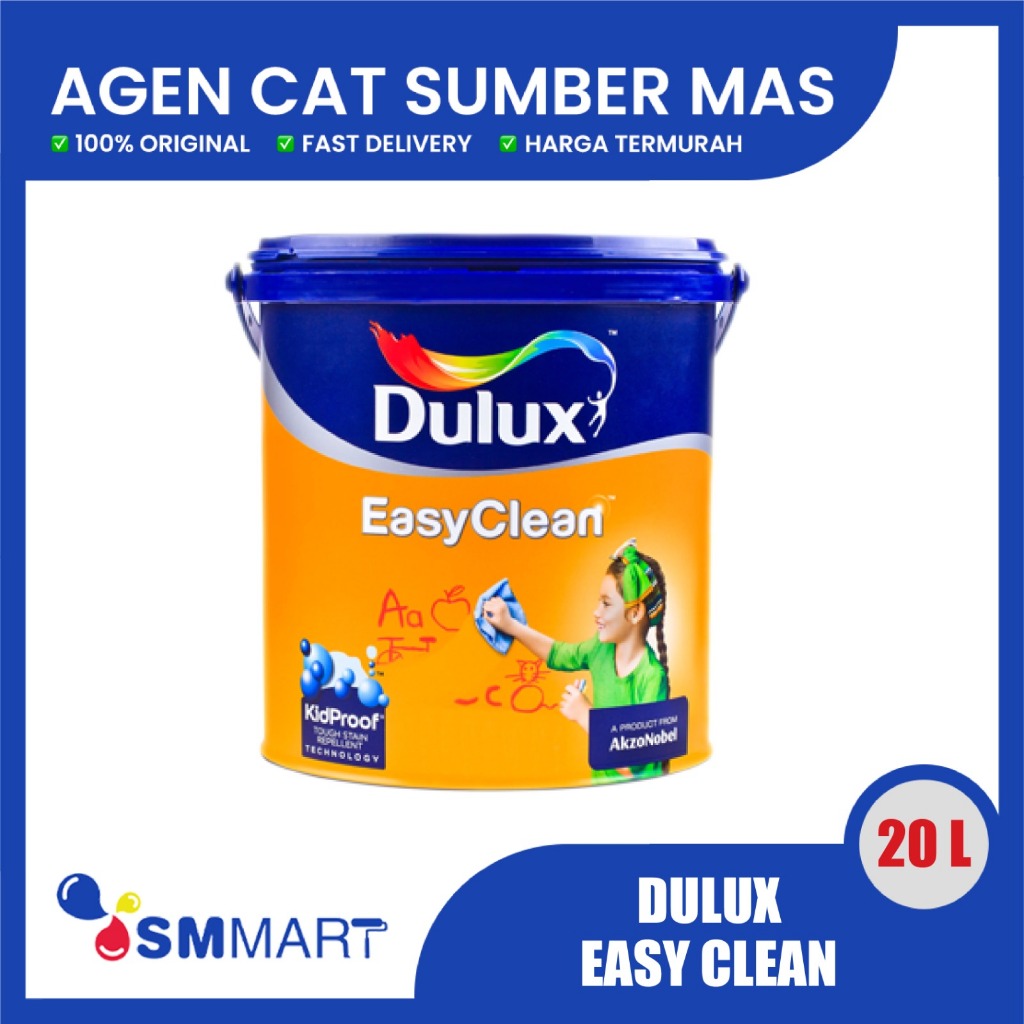 CAT TEMBOK INTERIOR DULUX EASY CLEAN ANTI VIRUS TINTING (BISA REQUEST WARNA) 20 LITER / CAT TEMBOK D