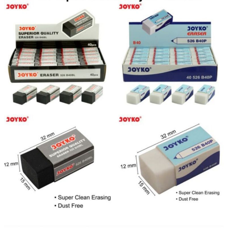 

Penghapus Pensil JOYKO Hitam - Putih ERASER 526 Ecer