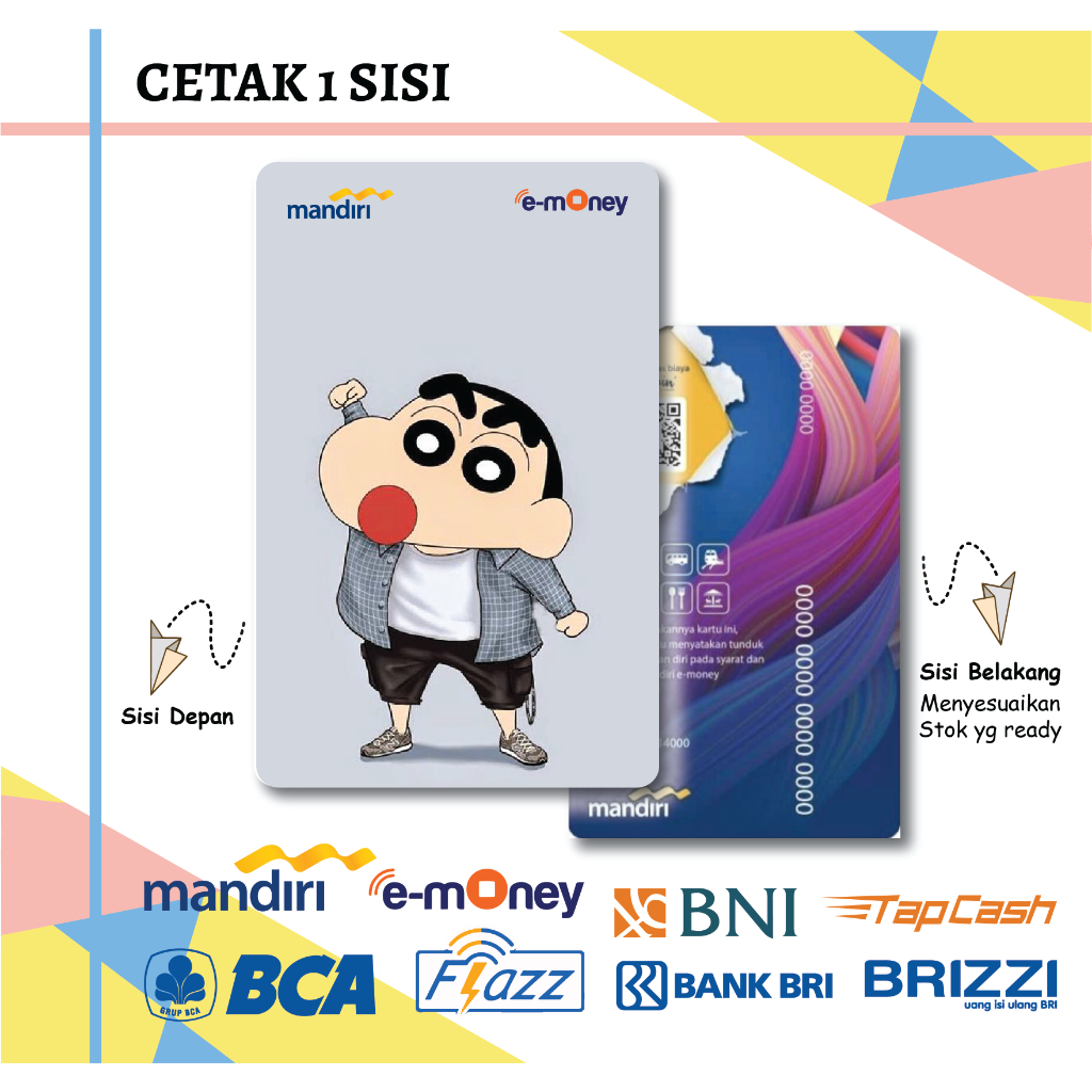 KARTU EMONEY ANIME CRAYON SHINCHAN KARTUN MANDIRI FLAZZ BCA GEN 2 BNI TAPCASH BRIZZI BRI - 1 SISI