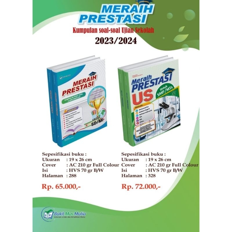 BUKU PAKET MERAIH PRESTASI UNTUK SD/MI - MERAIH PRESTASI US UNTUK SMP/MTS + PDF KUNCI JAWABAN