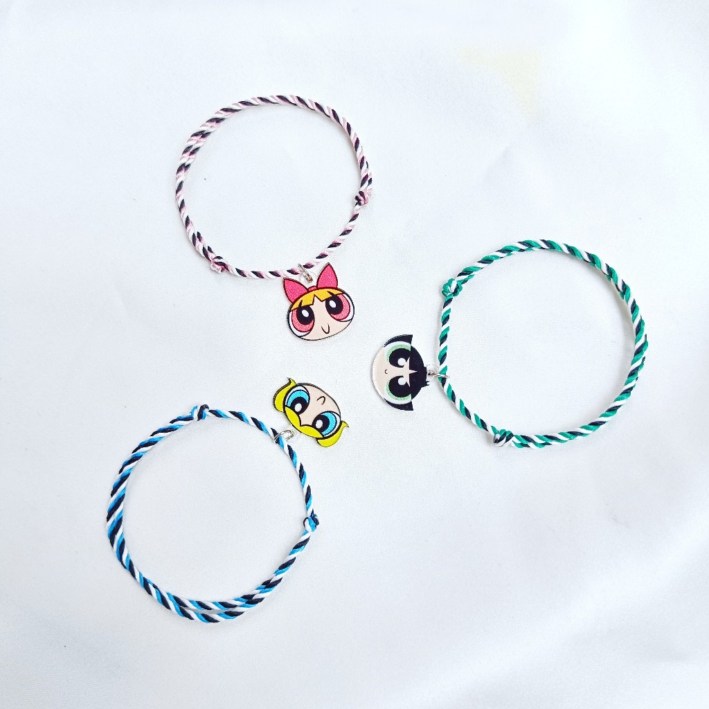 Gelang Powerpuff Girl 3 Couple Sahabat Tali Motif Karakter Kartun