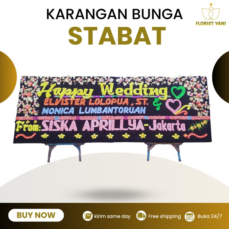 KARANGAN BUNGA PERNIKAHAN STABAT , PAPAN BUNGA PERNIKAHAN STABAT