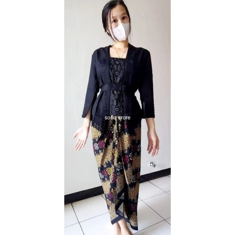 ATASAN SAJA Kebaya Kutubaru Kartini Modern Remaja Dewasa Amora Warna Hitam