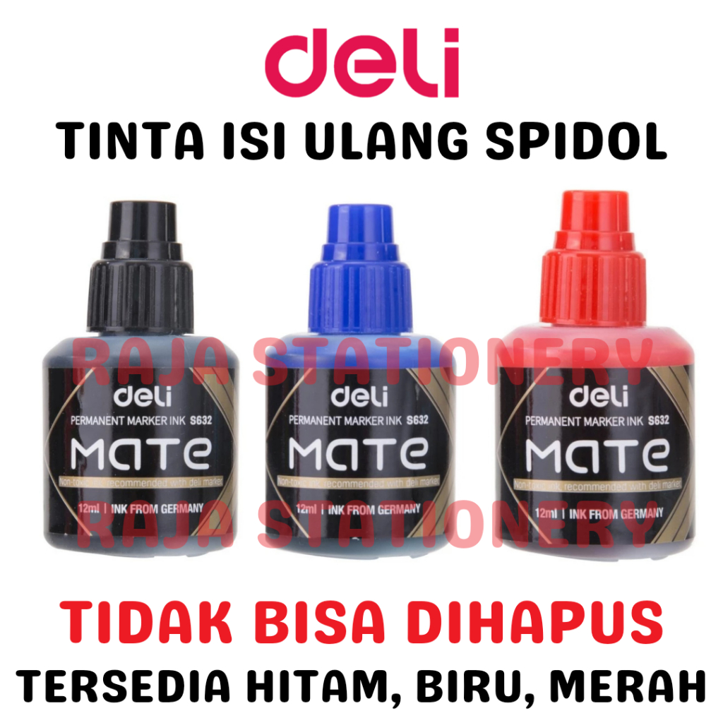 

Deli REFILL PERMANENT Marker BLACK BLUE RED / ISI Ulang Tinta Spidol PERMANEN HITAM BIRU MERAH S632