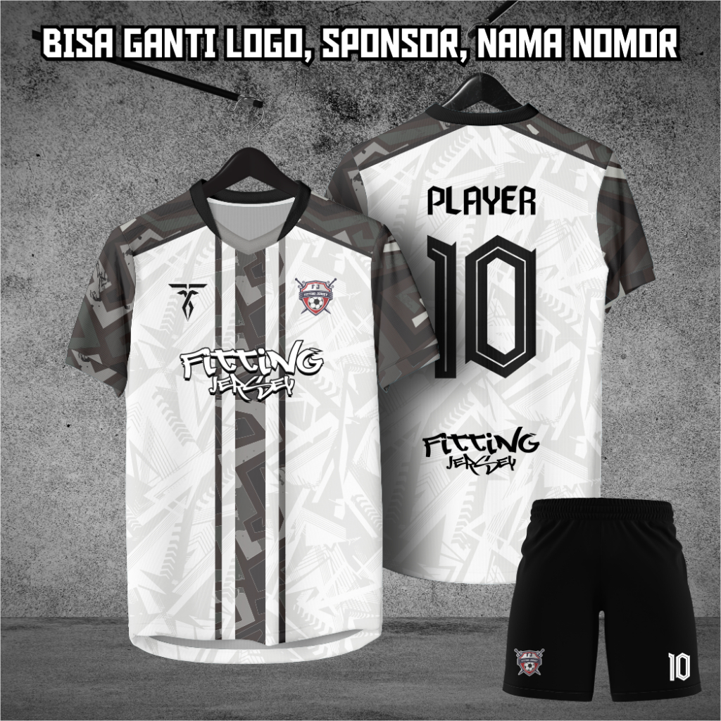 JERSEY FUTSAL PUTIH CUSTOM FULL PRINTING BISA SATUAN GRATIS NAMA DAN NOMOR PUNGGUNG