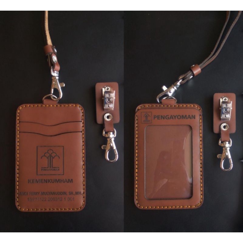 

SALE..!! Name Tag Kulit Cstom Model Flip Magnet - Id Card Holder Kulit