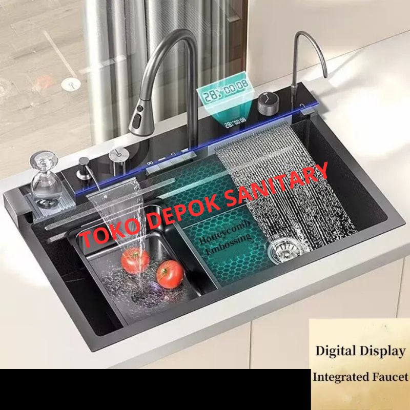 Kitchen sink Modern Kitchen Sink Luxury Black 1 Bowl Stainless Steel 304 /Bak cuci piring