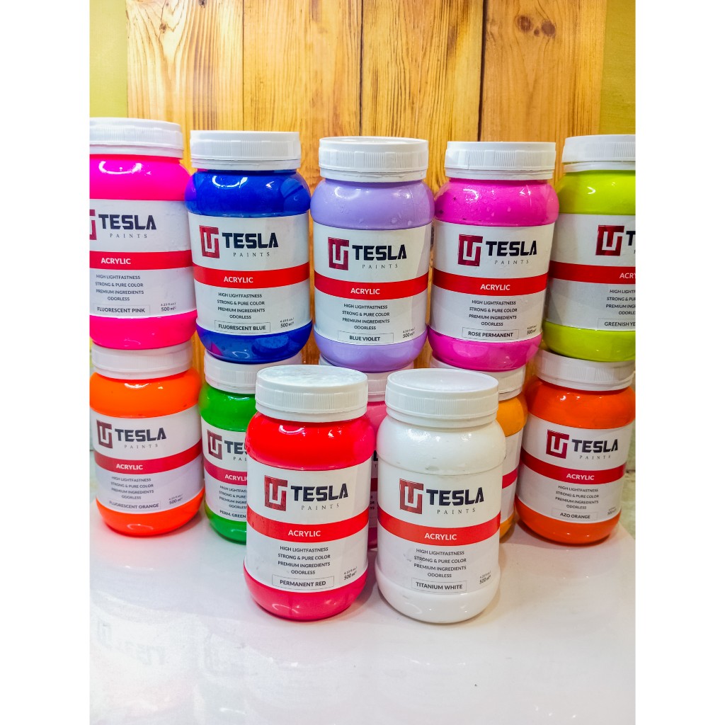 

Cat Acrylic Tesla Paint 500 Ml - Varian Warna Pastel - Cat Tesla Paint - Khusus Warna Pastel