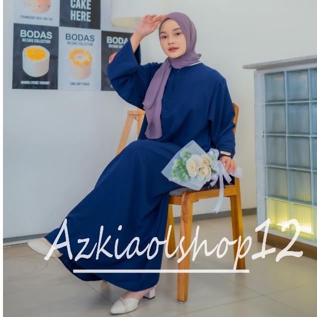 RAFFA Basic Abaya Dress Gamis Daily Polos Syari Wanita Muslim Lengan Panjang  Busui Friendly Plain  Wolfis