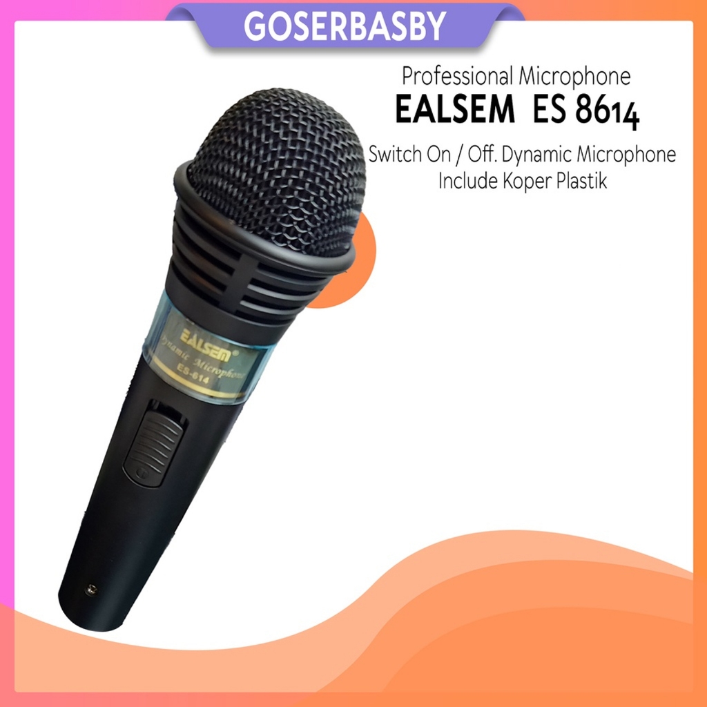 Ealsem Mic Dynamic + Koper - Mikropon Kabel Jack 6.5mm, Include Tas Penyimpanan, Sensitivitas Tinggi
