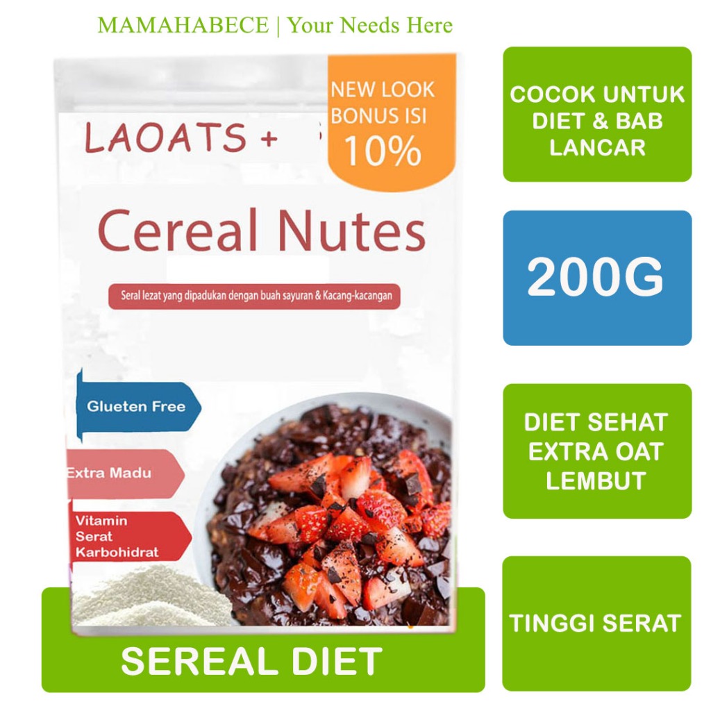 

Makanan Diet Sehat Rendah Kalori Sereal Diet Pelangsing Badan Penurun Berat Badan Sereal Diet Pengganti Makan Laoats (200G)