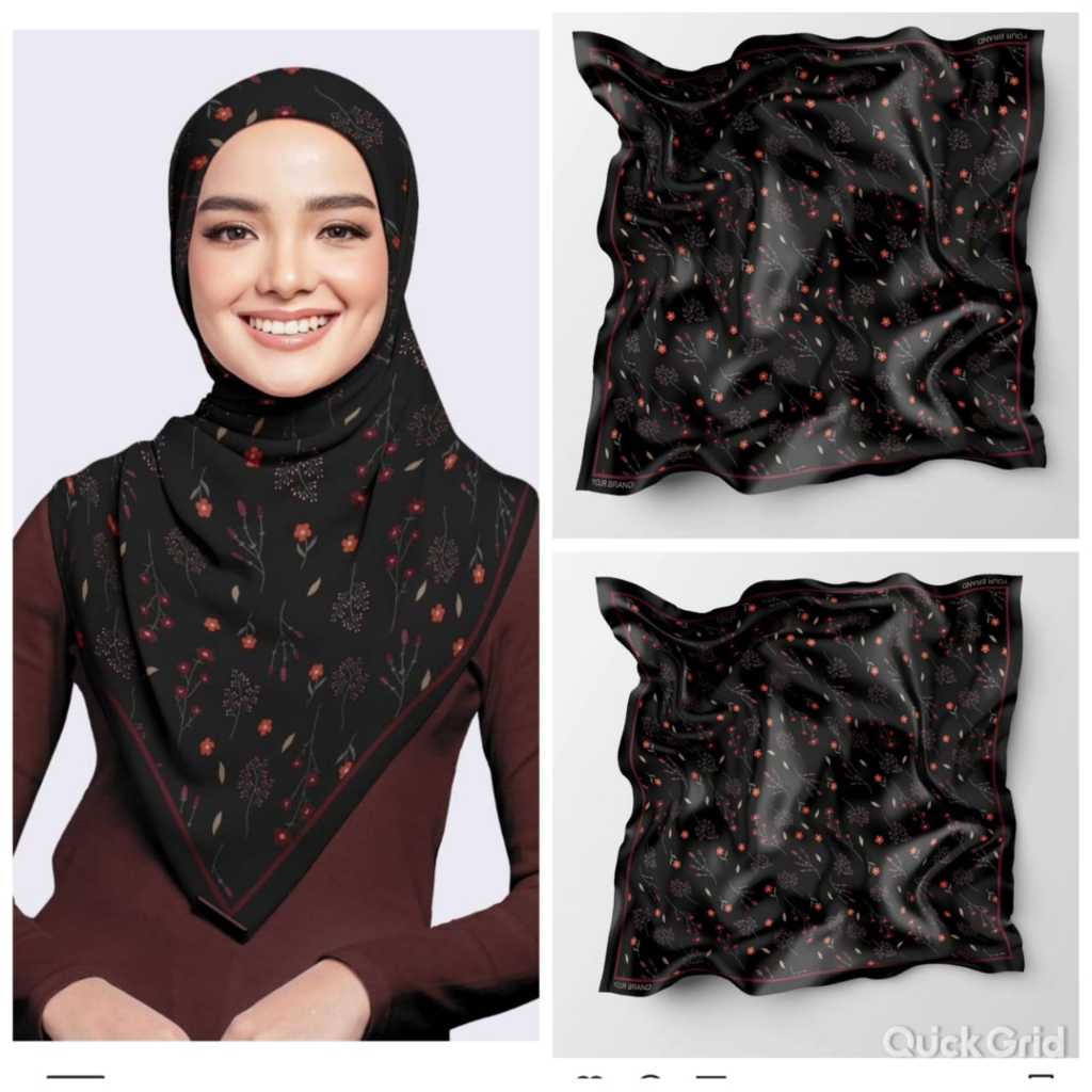 Hijab Segiempat Voal Motif Zetta Turkey Abstrak 3d Tiga Dimensi Motip Deenay Lasercut Voal Premium