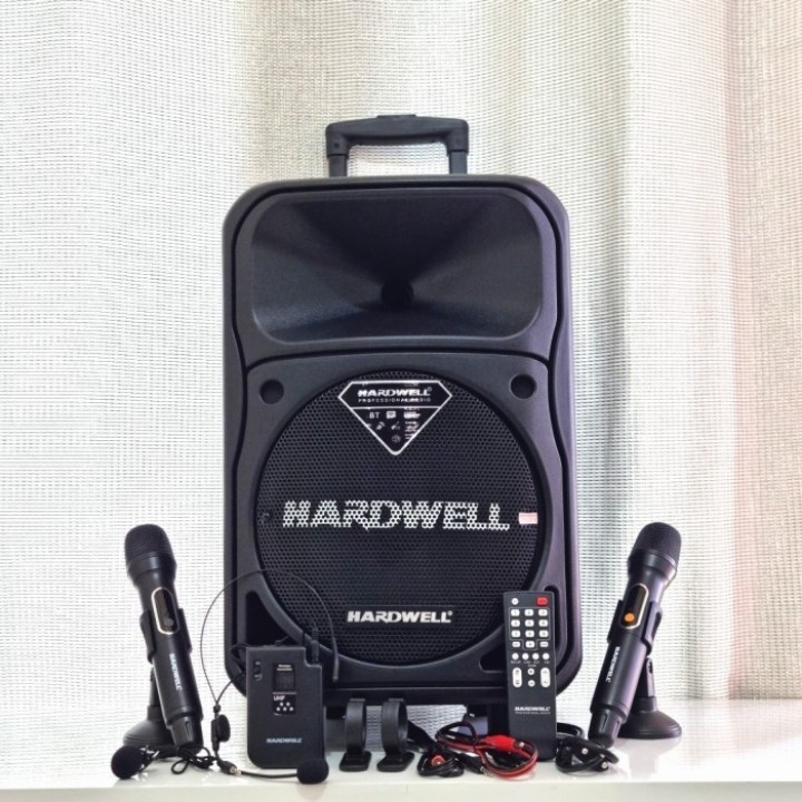 Speaker Aktif Portable Wireless HARDWEL POWERFULL 10 Inch PRO 250 watt Meeting ORIGINAL GARANSI