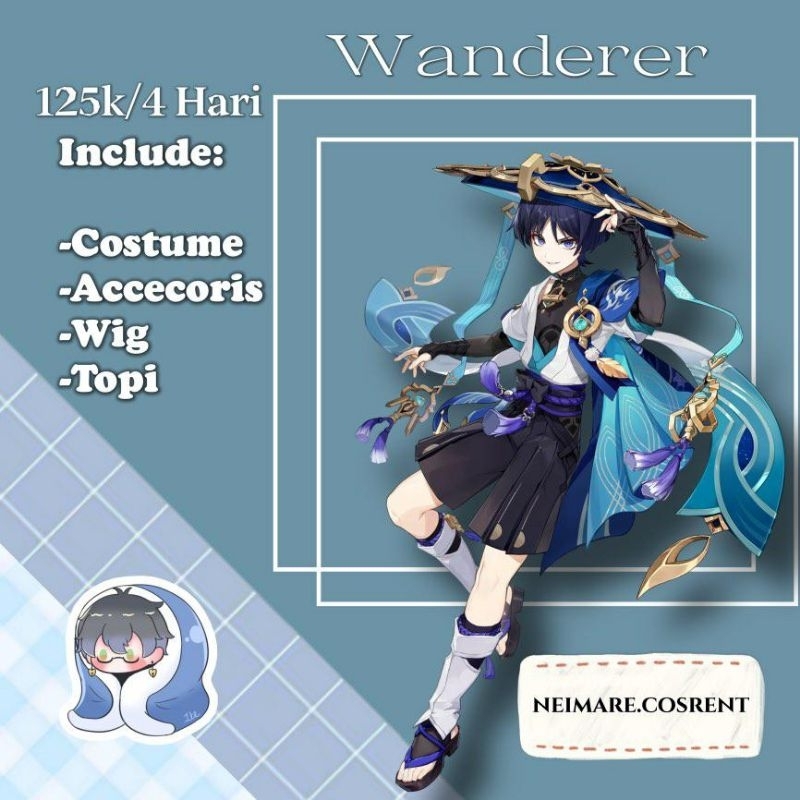 [RENTAL ] wanderer gensin impact Cosplay Wig Sewa