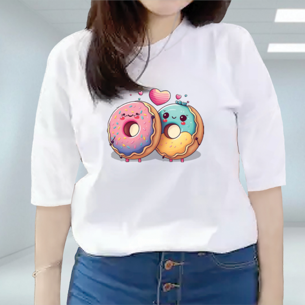 Kaos T-Shirt Wanita Distro Katun Printing Premium/KAOS DONAT