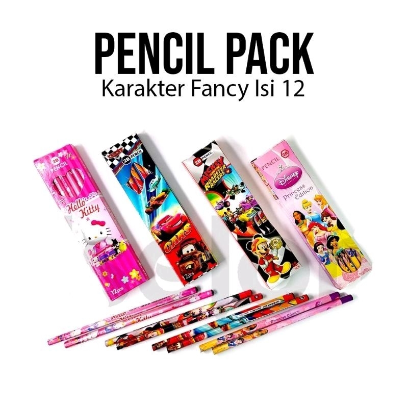 

PENSIL KAYU 2B karakter 12pcs/ 1pack pensil kayu 2B / pensil kayu karakter
