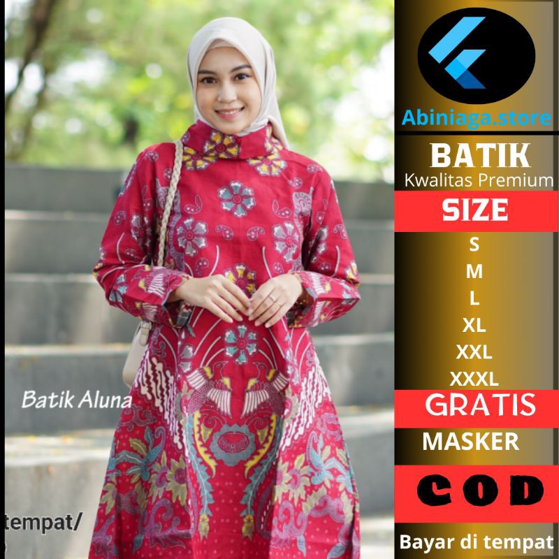 Baju Batik Wanita Tunik Premium Aluna TBA 068