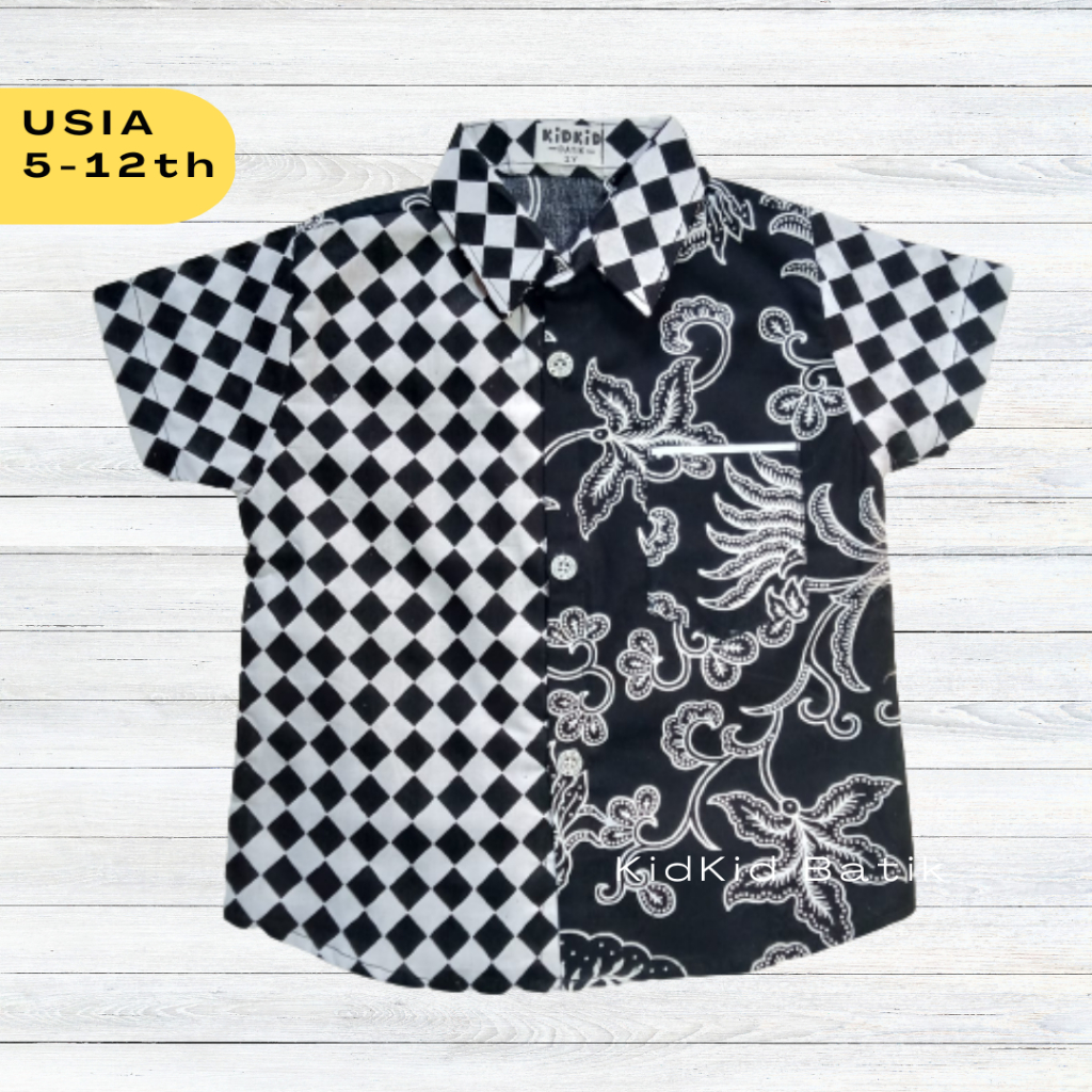Baju Kemeja Batik Anak Laki Hem Batik Anak Kombinasi Cowok Modern Kekinian Usia 1-14 tahun
