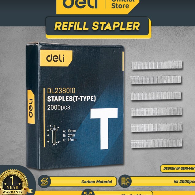 

➾❃❇ Deli Hand Riveter / Isi Ulang Staples T10 x 2 x 1.2mm x 2000pcs Perkakas EDL238010