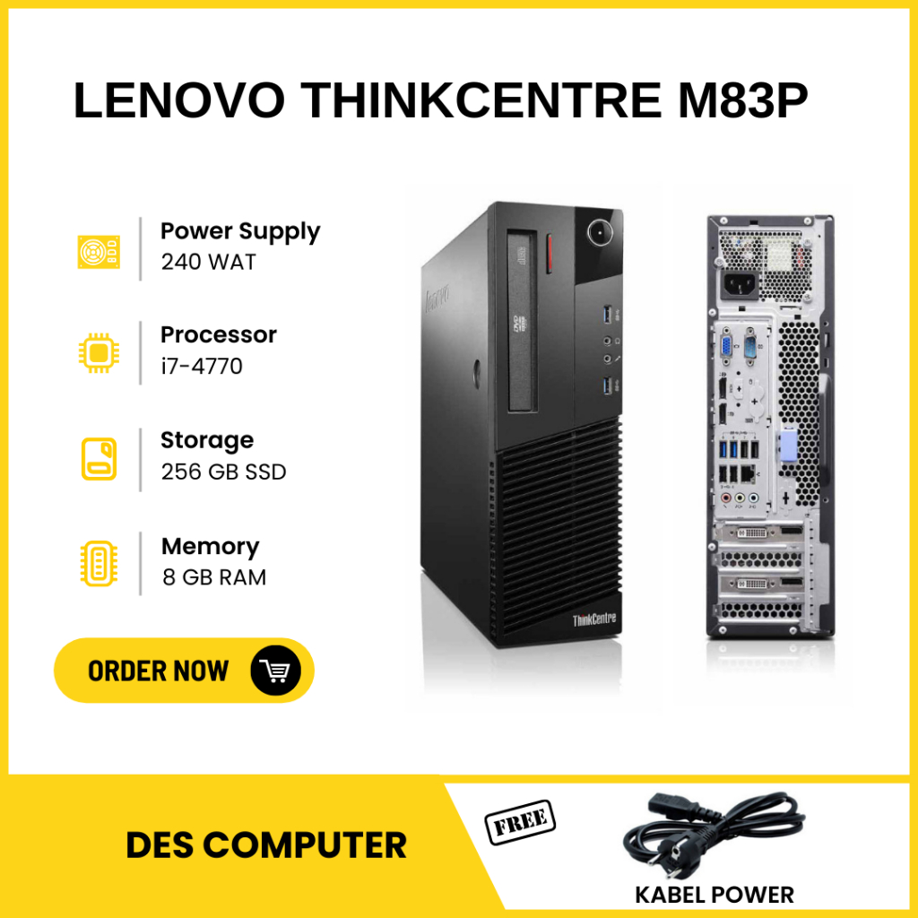 cpu Lenovo core i7 gen 4 ram 16gb ssd 256gb mantap