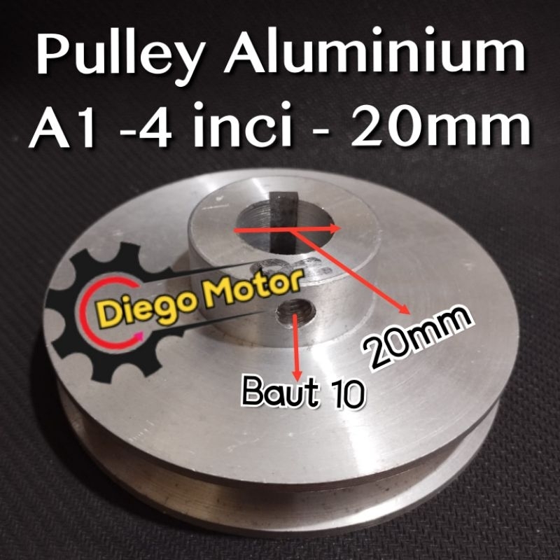 A1x4x20mm Pulley Poli Puli Aluminium Serbaguna Penggerak GX160 GX200 EY20 Mesin Kontruksi Dll