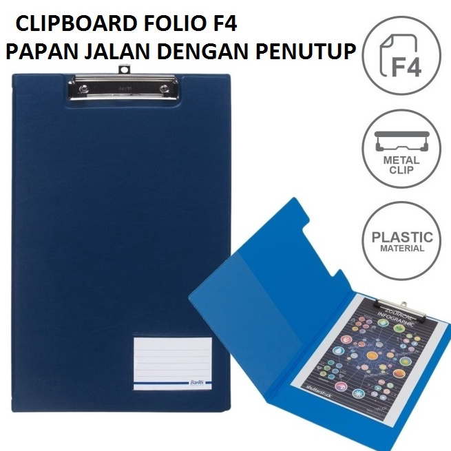 

→➘✹ Bantex Clipboard Papan Jalan Model Cover Penutup Size Folio