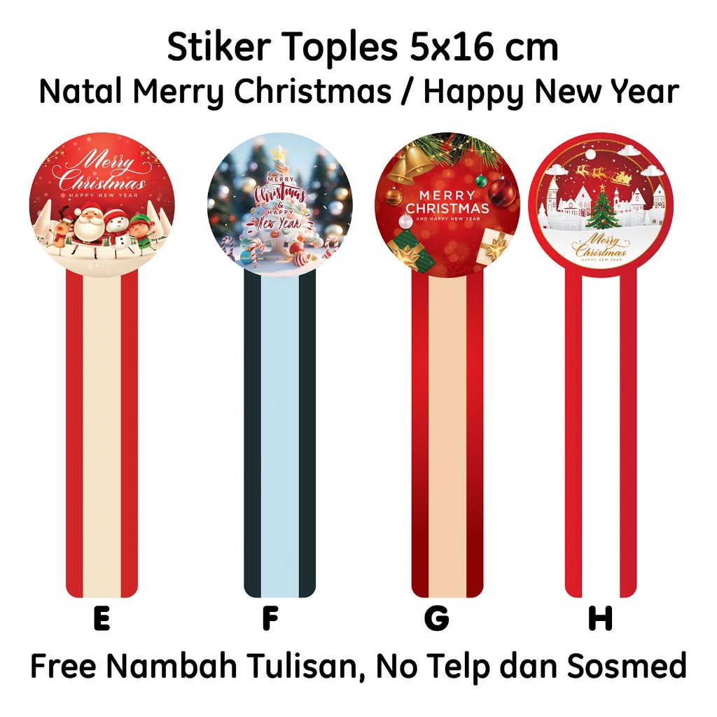 

20 Pcs Stiker toples Natal Merry Christmas