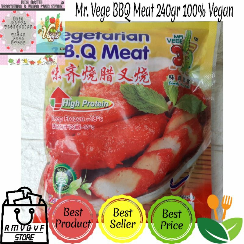 

Mr. Vege B.B.Q Meat 240gr / Char sao Vegetarian / Daging merah Vegan