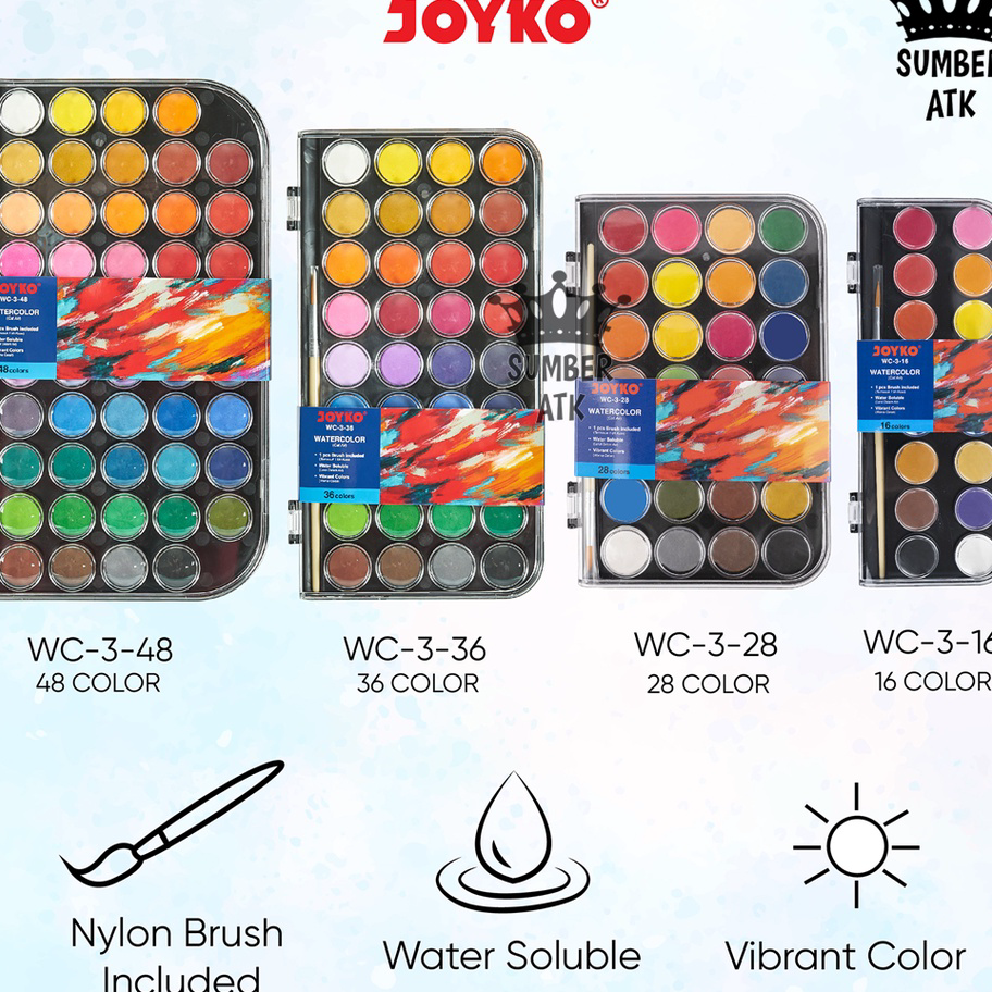 

➵➭✬ Watercolor Set Cat Air Joyko WC-3 16 , 28 , 36 , 48 COLOR Kirim Langsung