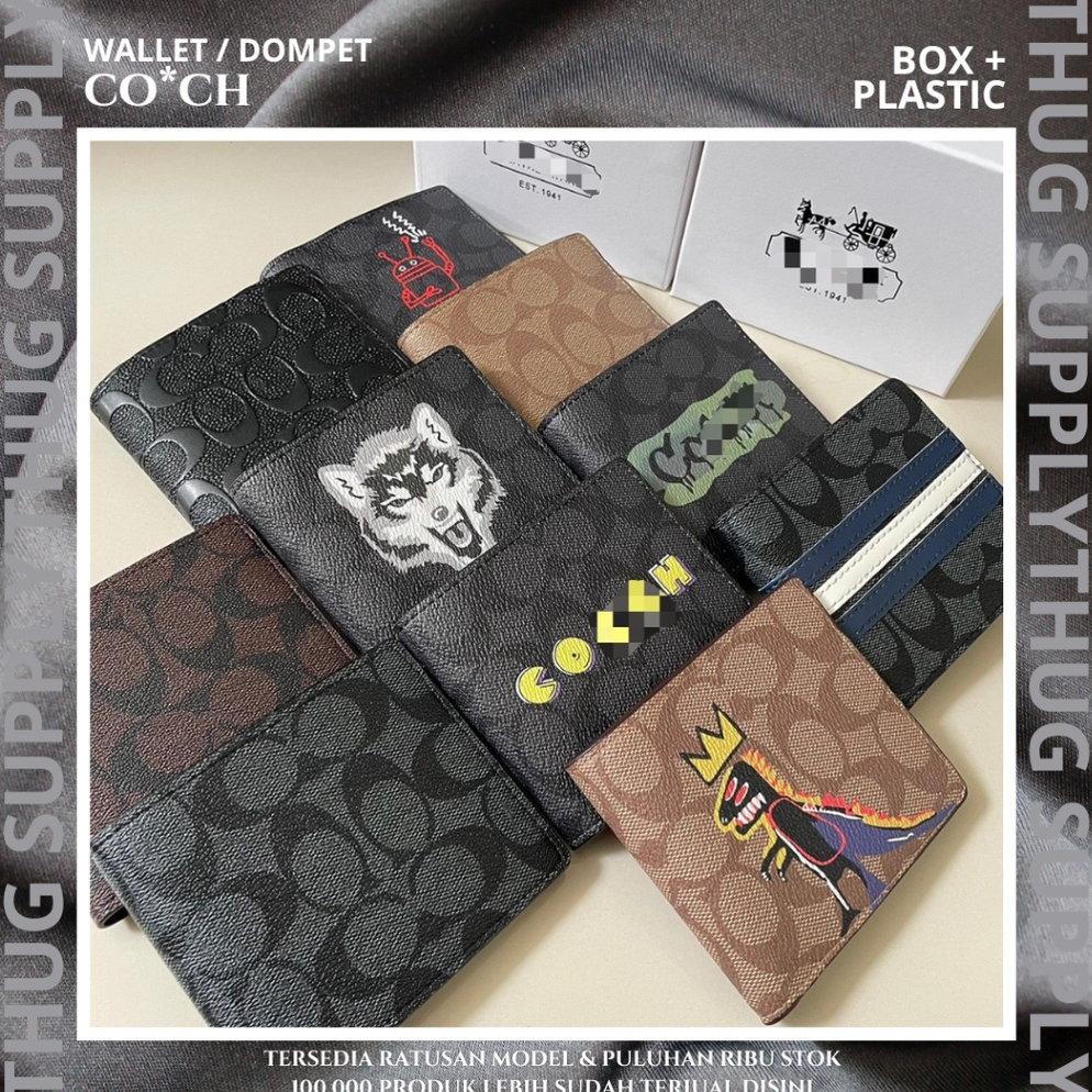 Stock baruS8e8D COACH WALLET MENS DOMPET PENDEK PRIA WOLF CAMO ARMY EMBOSS PACMAN STRIPE DINO REXY G