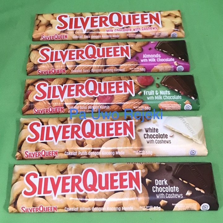 

Terupdate Silverqueen 58gr / 55gr cashew Almond fruit&nut dark white