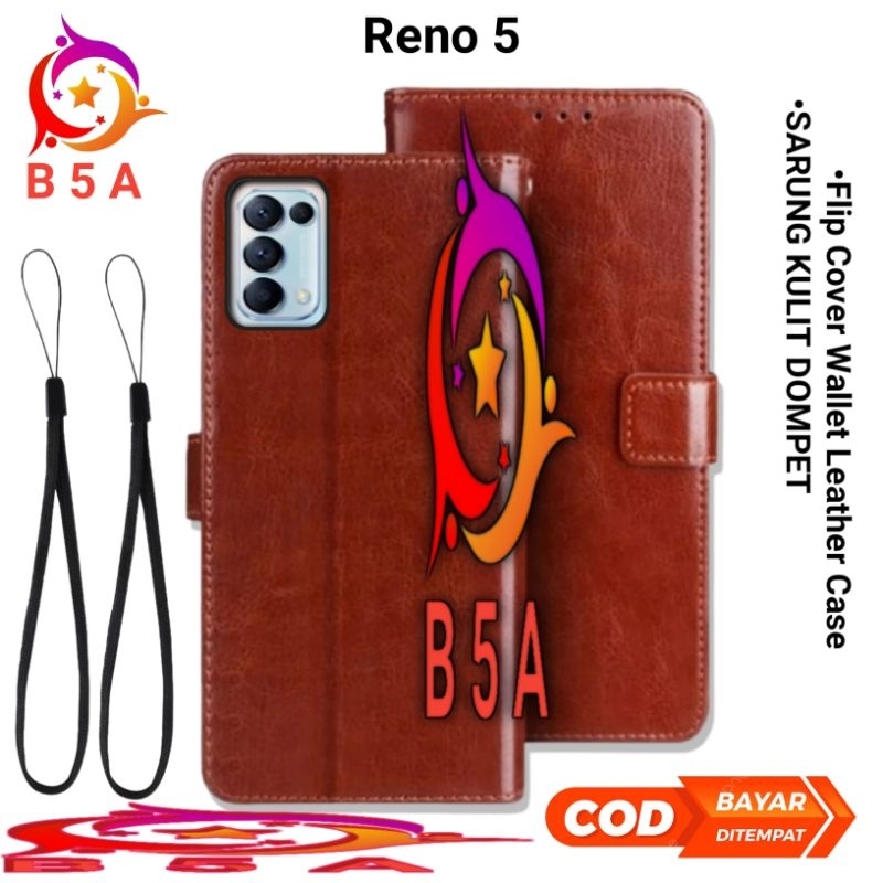 RENO 5/5f Sarung Kulit Flip Cover Leather Case Dompet Casing Oppo Reno 5 / Reno 5f
