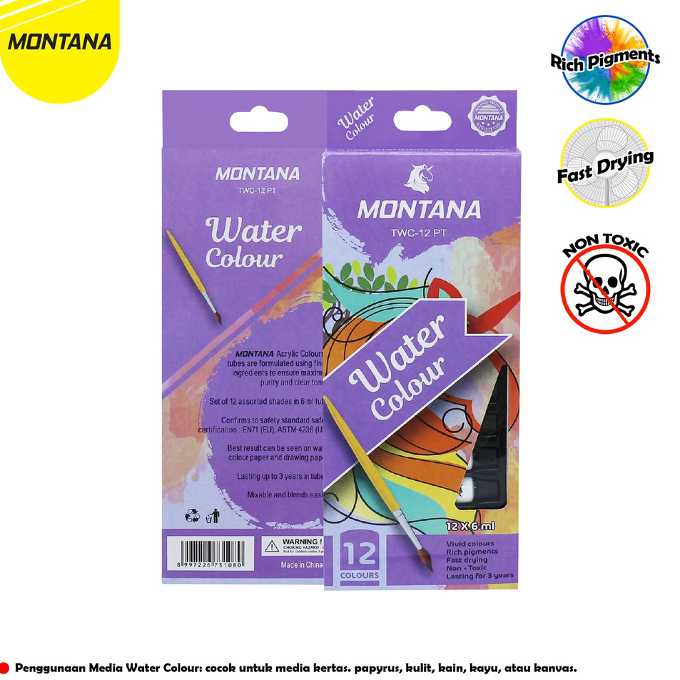 

Ready stock MurahMurahATK WaterColor 12 Warna/Cat Air Montana TWC-12 PT /WaterColor Tube