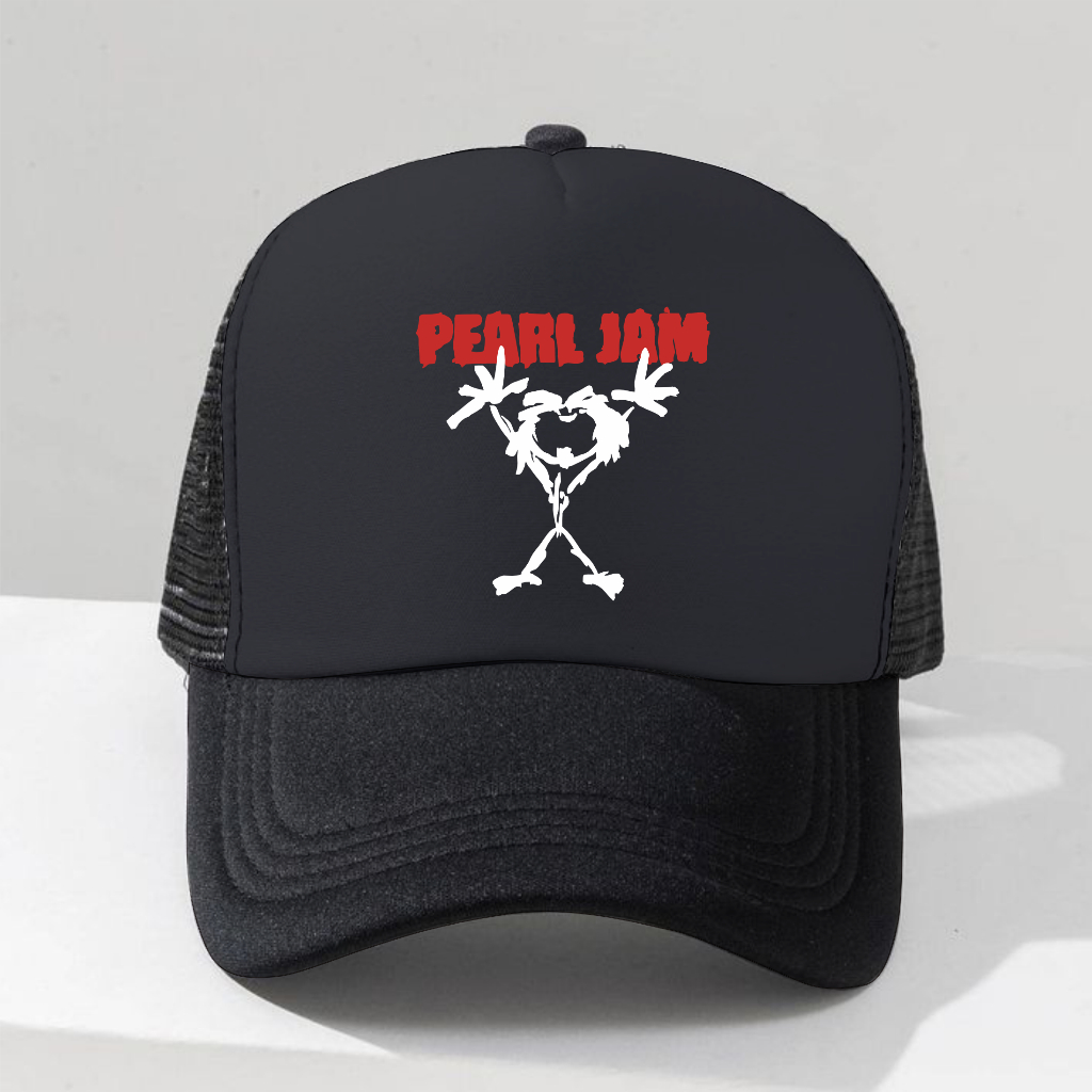 Topi Band Pearl Jam - Aksesoris Fashion Topi Model Trucker / Jaring / Jala - Saga Bandung