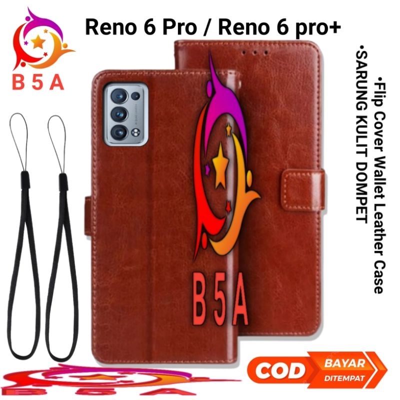 RENO 6 PRO / RENO 6 PRO PLUS Sarung Kulit Flip Cover Leather Case Dompet Casing OPPO RENO 6 PRO/RENO